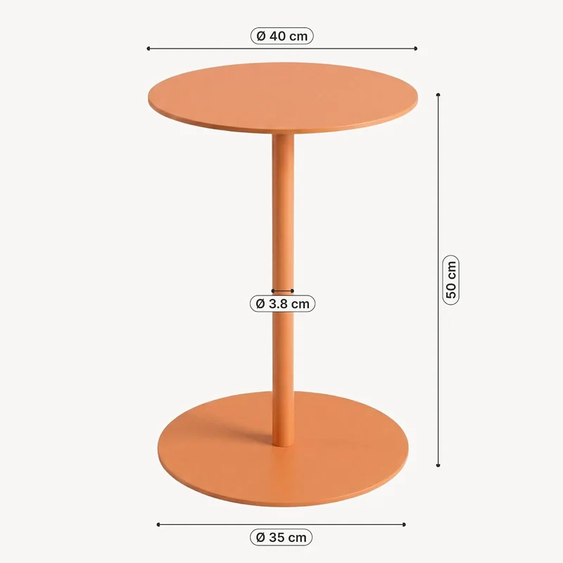 [en.casa] Beistelltisch Nastätten Gartentisch Couchtisch mit Metallgestell rund Sofatisch modernes D