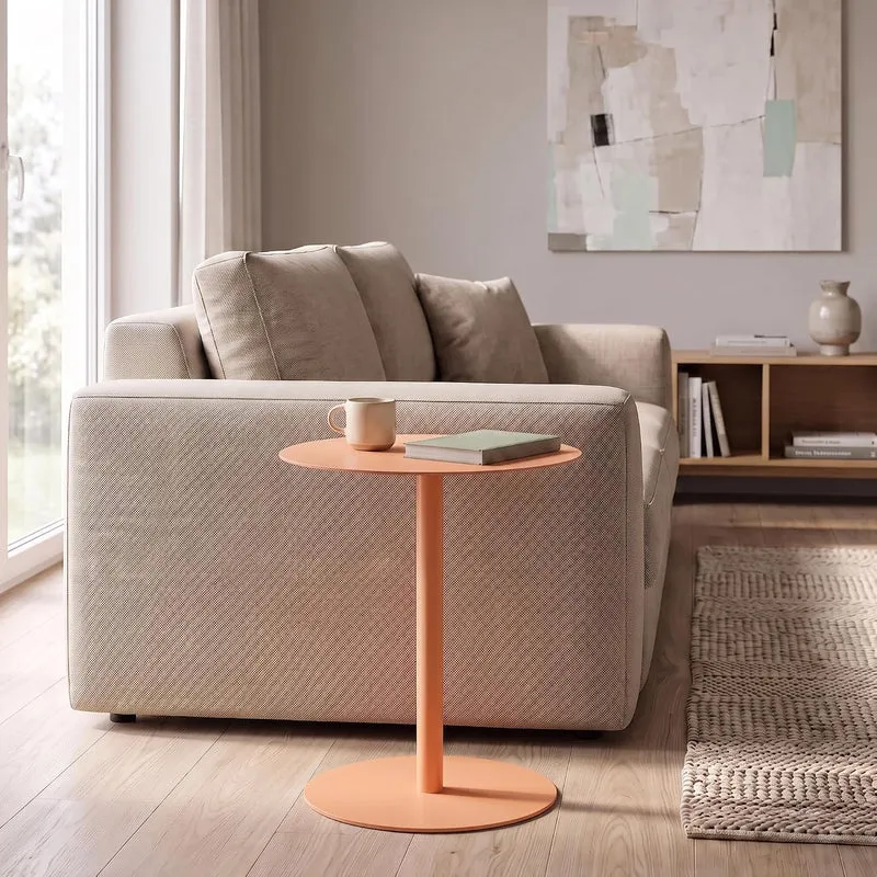 [en.casa] Beistelltisch Nastätten Gartentisch Couchtisch mit Metallgestell rund Sofatisch modernes D