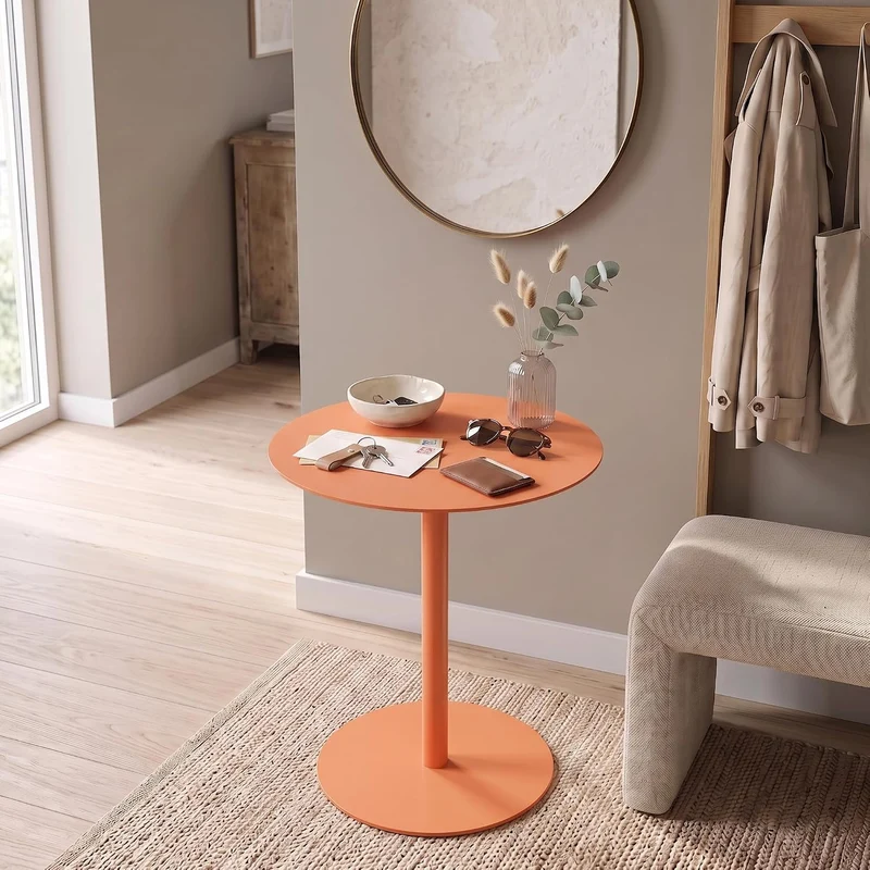 [en.casa] Beistelltisch Nastätten Gartentisch Couchtisch mit Metallgestell rund Sofatisch modernes D