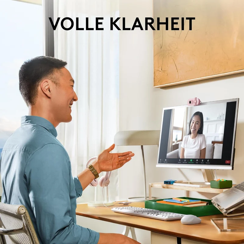 Logitech Brio 100 Full HD-Webcam für Meetings und Streaming, Auto-Lichtausgleich, integriertes Mikro