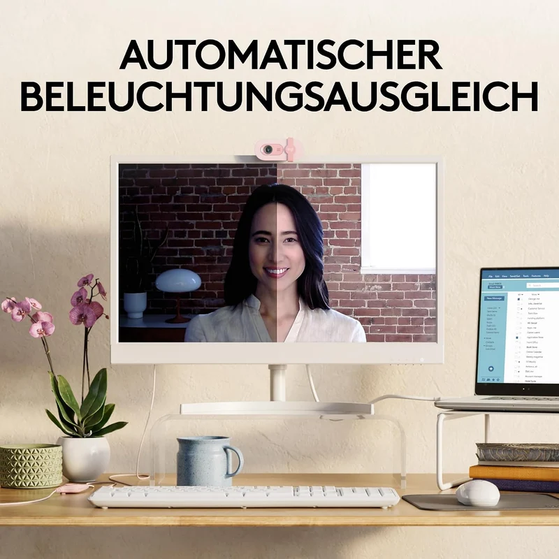 Logitech Brio 100 Full HD-Webcam für Meetings und Streaming, Auto-Lichtausgleich, integriertes Mikro