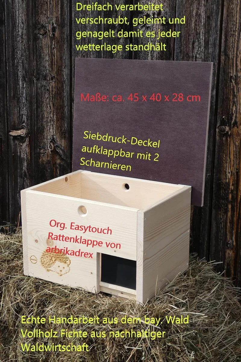 Qualität aus Niederbayern ARBRIKADREX Igelhaus 45cm x 40cm x 28cm Igelhotel 20mm Vollholz Winterfest