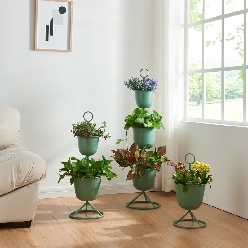 [en.casa] Blumenständer Alphen Blumentopfständer mit 2 Pflanztöpfen Blumentopfregal Pflanzenständer