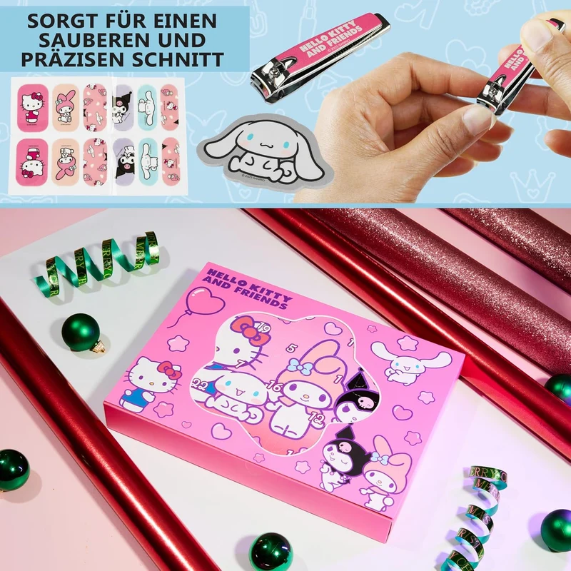Get Trend Hello Kitty Sanrio Adventskalender 2025 mit Accessoires, Beauty Produkte, Weihnachtskalend