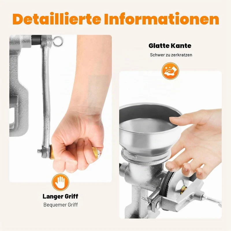 Getreidemühle Manuell aus Gusseisen mit 9cm Einlassdurchmesser,Maismühle und Getreidemühle mit hohem