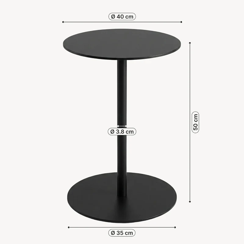 [en.casa] Beistelltisch Nastätten Gartentisch Couchtisch mit Metallgestell rund Sofatisch modernes D