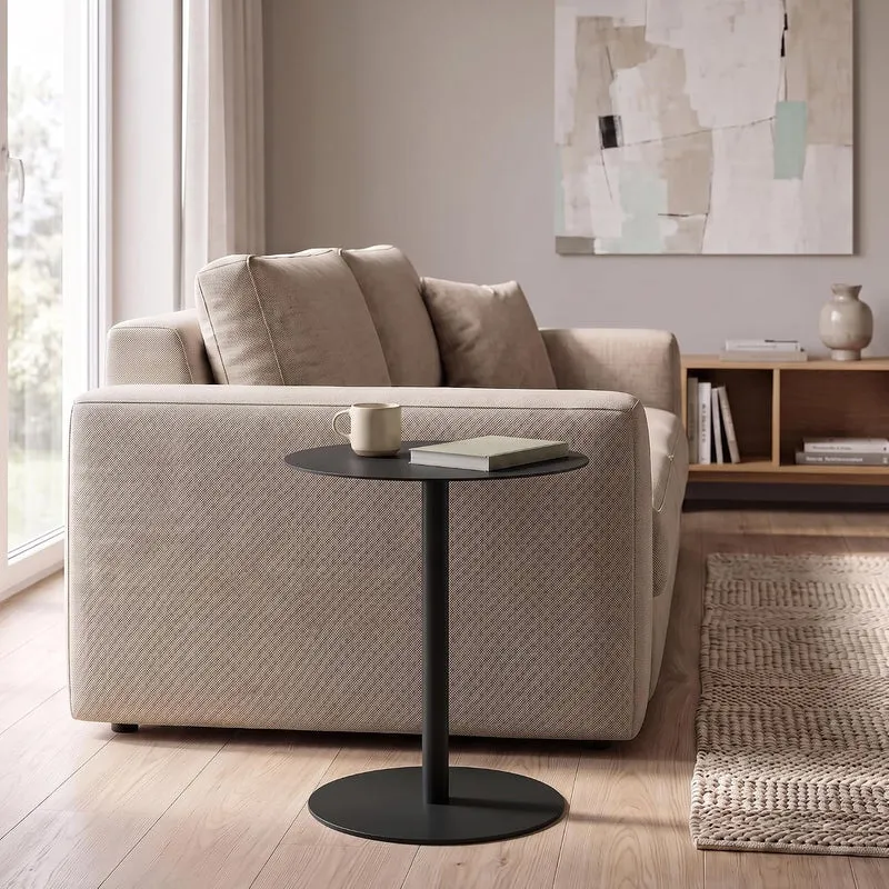[en.casa] Beistelltisch Nastätten Gartentisch Couchtisch mit Metallgestell rund Sofatisch modernes D
