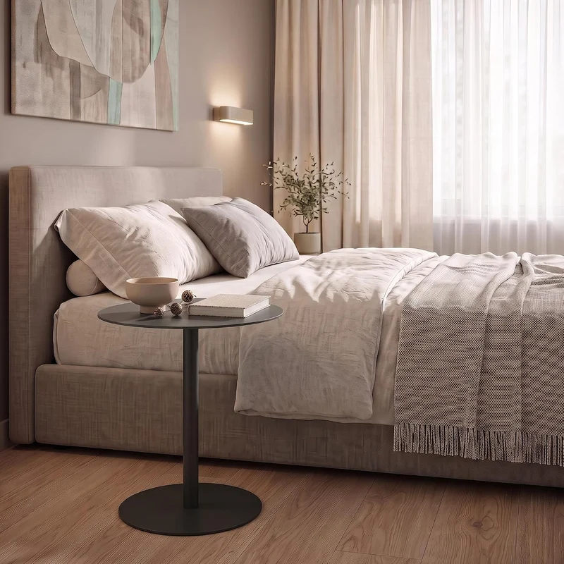 [en.casa] Beistelltisch Nastätten Gartentisch Couchtisch mit Metallgestell rund Sofatisch modernes D
