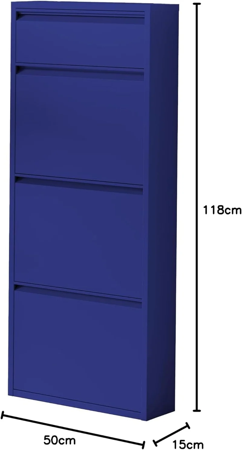 [en.casa] Schuhschrank Sokndal Schuhkipper mit 4 Klappen Metall Schuhkommode für 6 Paar Schuhe 118 x