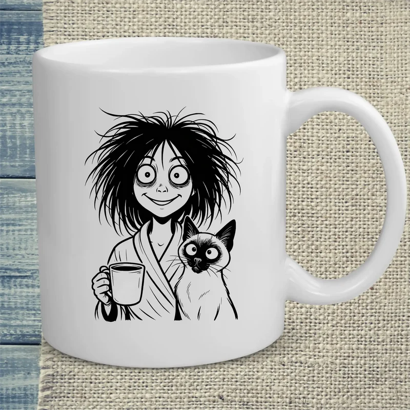 Lustige Katzenfrau - Tasse