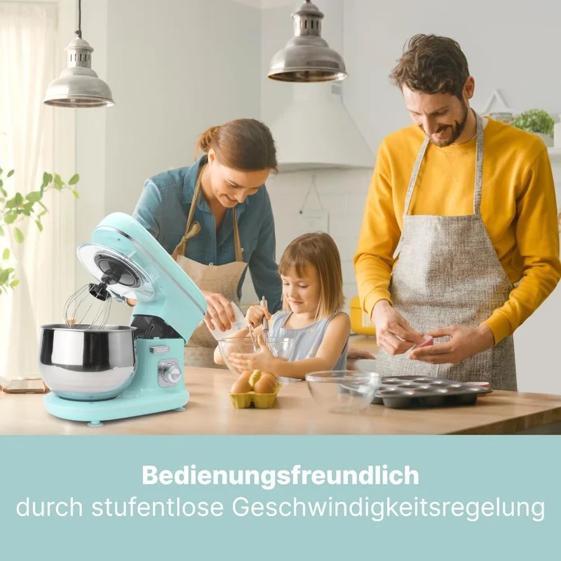 Bomann® Retro Küchenmaschine zum backen | Knetmaschine 5L |starker 1100W Motor | Teigmaschine inkl.