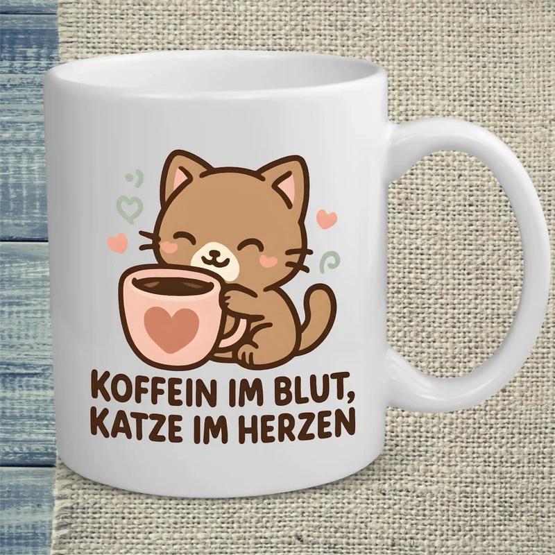 Koffein im Blut, Katze im Herzen - Tasse