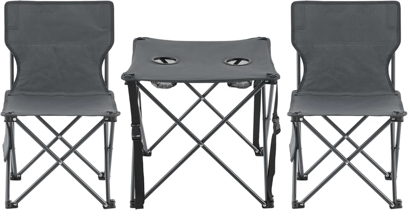 casa.pro Gartenmöbelset Banzi 3-TLG. Campingset 2 Stühle und Tisch faltbares Picknickset aus Textilg