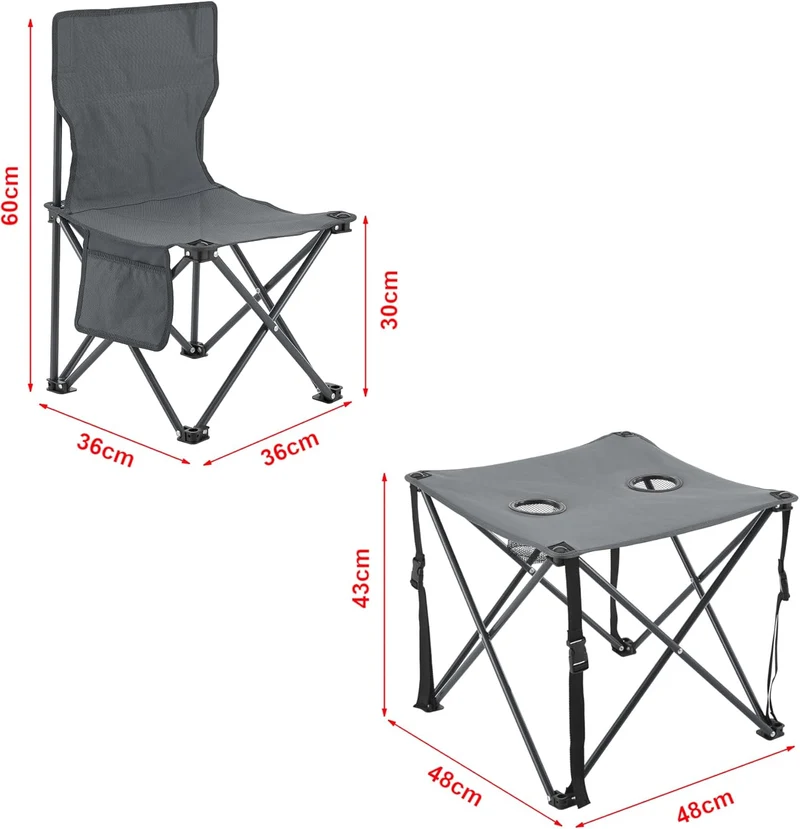 casa.pro Gartenmöbelset Banzi 3-TLG. Campingset 2 Stühle und Tisch faltbares Picknickset aus Textilg