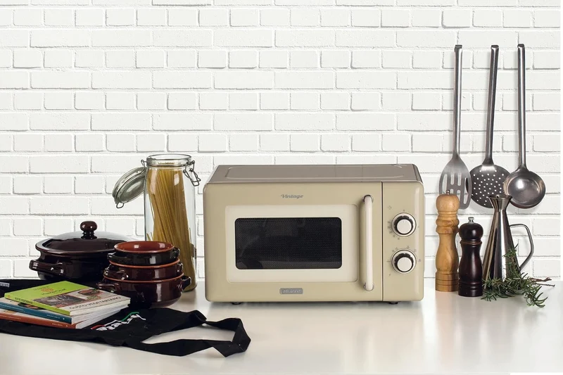 Ariete 3960 Mikrowelle Vintage, 800 W, Fassungsvermögen 20 l, 3 Funktionen, 6 Kochstufen, Timer, Bei