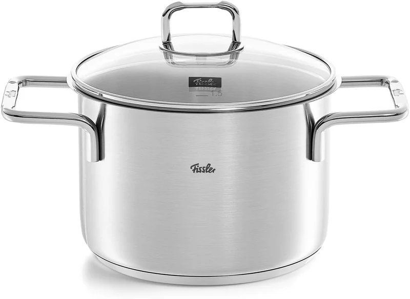 Fissler SatiTherm Edelstahl-Topfset 5-teilig – Made in Germany, satiniertes 18/10 Edelstahl, Glasdec