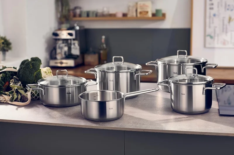 Fissler SatiTherm Edelstahl-Topfset 5-teilig – Made in Germany, satiniertes 18/10 Edelstahl, Glasdec