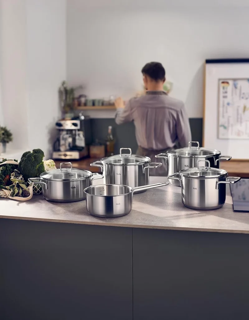 Fissler SatiTherm Edelstahl-Topfset 5-teilig – Made in Germany, satiniertes 18/10 Edelstahl, Glasdec