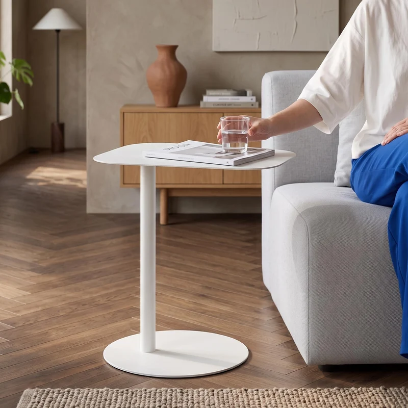 [en.casa] Beistelltisch Nastätten Gartentisch Couchtisch mit Metallgestell Sofatisch modernes Design