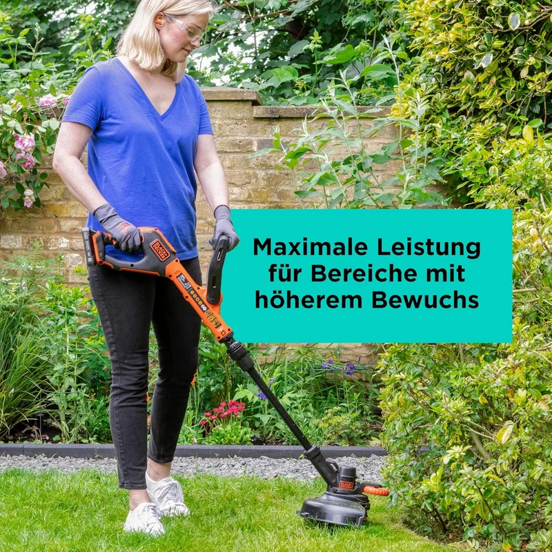BLACK+DECKER 18V Akku-Rasentrimmer (28 cm Schnittbreite, AFS Reflex Fadenverlängerung, Verstellbarer