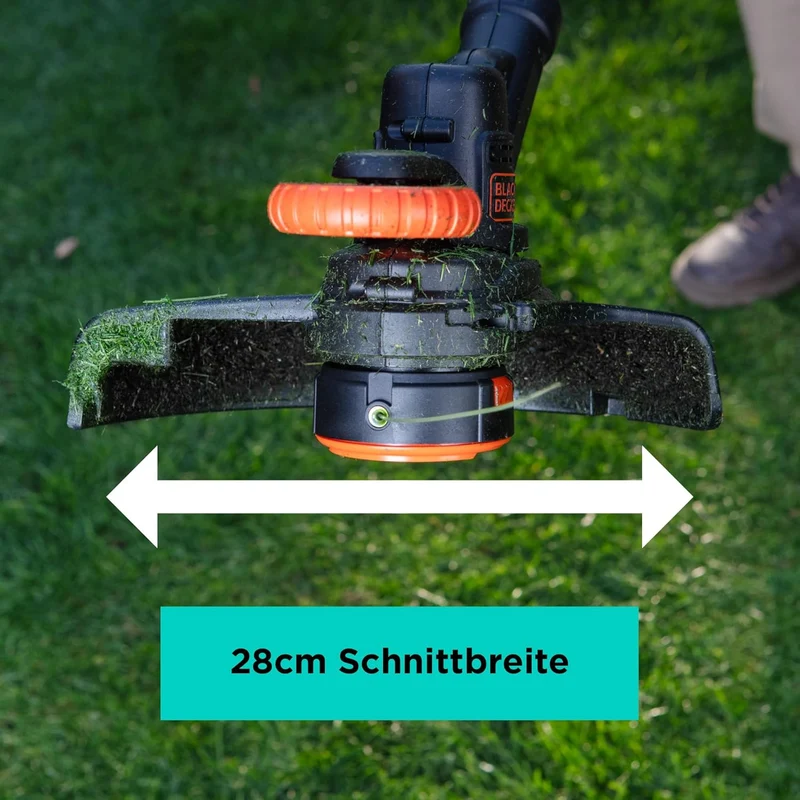 BLACK+DECKER 18V Akku-Rasentrimmer (28 cm Schnittbreite, AFS Reflex Fadenverlängerung, Verstellbarer