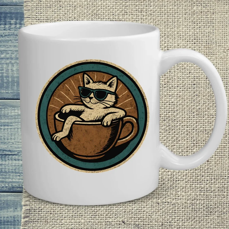 Katze in Tasse - Rund - Tasse