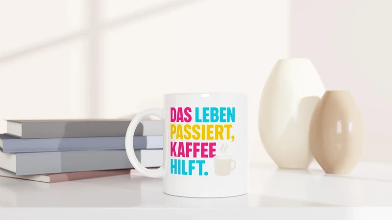 Das Leben passiert, Kaffee hilft. - Tasse