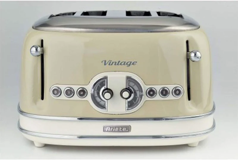 Ariete,156 Toaster im Vintage-Design für 4 Scheiben, 1600 W, 6 Toaststufen, aus lackiertem Edelstahl