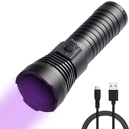 TATTU U3S UV Taschenlampe Wiederaufladbare 365nm Schwarz Licht mit ZWB2 Filter, 10W Schwarzlicht LED
