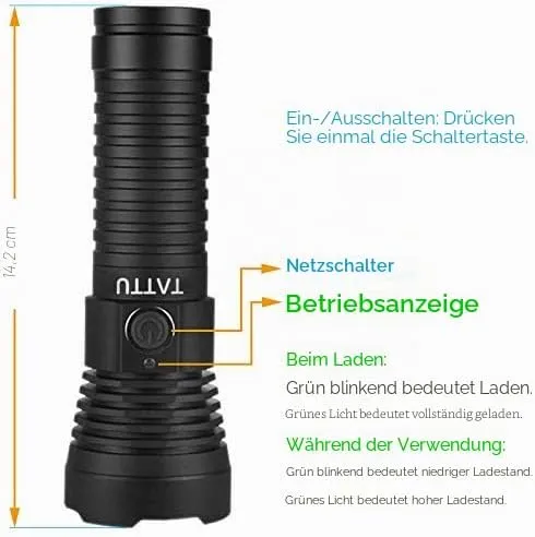 TATTU U3S UV Taschenlampe Wiederaufladbare 365nm Schwarz Licht mit ZWB2 Filter, 10W Schwarzlicht LED