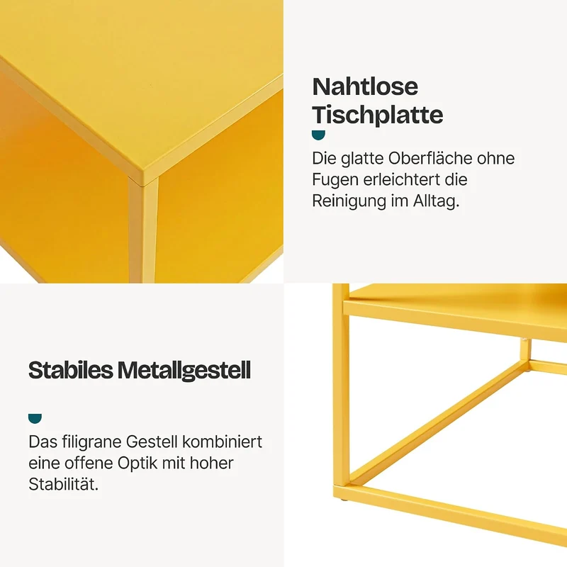 [en.casa] Couchtisch Solund Beistelltisch Metall Wohnzimmertisch mit Stauraum Sofatisch rechteckig K