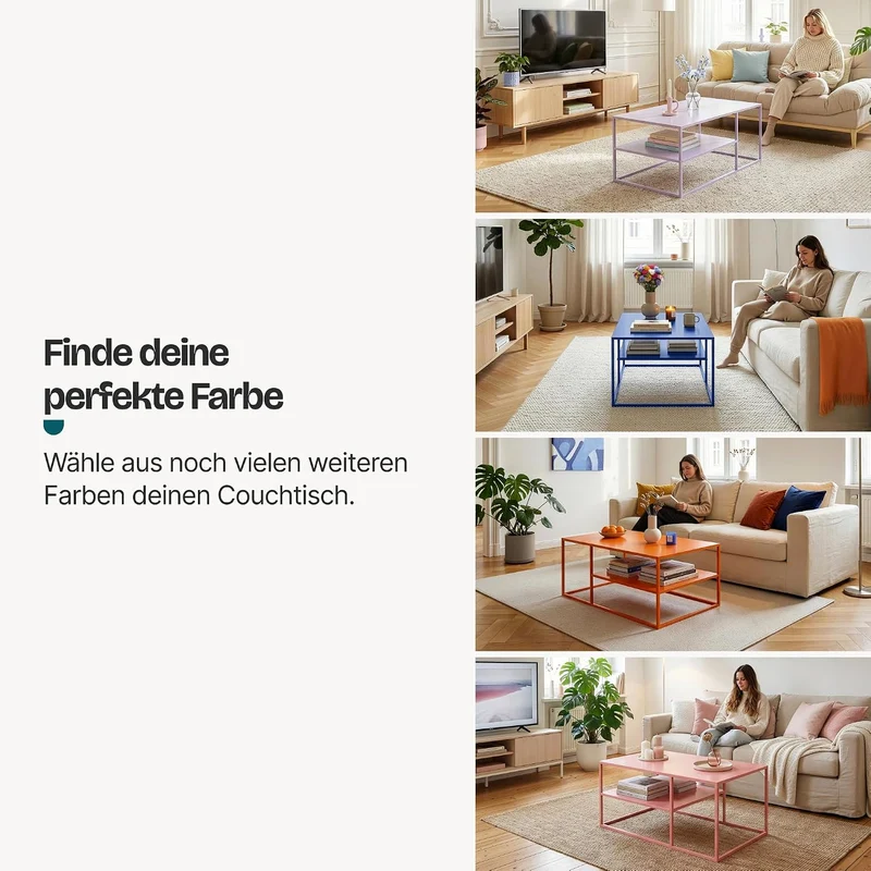 [en.casa] Couchtisch Solund Beistelltisch Metall Wohnzimmertisch mit Stauraum Sofatisch rechteckig K