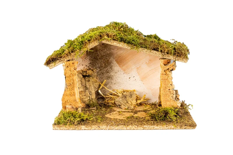 Leere Hütte für Krippe 30 x 15 x 19 cm (11,81 x 5,90 x 7,48 Zoll), Struktur hergestellt und von Hand