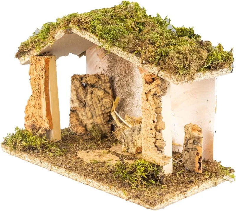 Leere Hütte für Krippe 30 x 15 x 19 cm (11,81 x 5,90 x 7,48 Zoll), Struktur hergestellt und von Hand