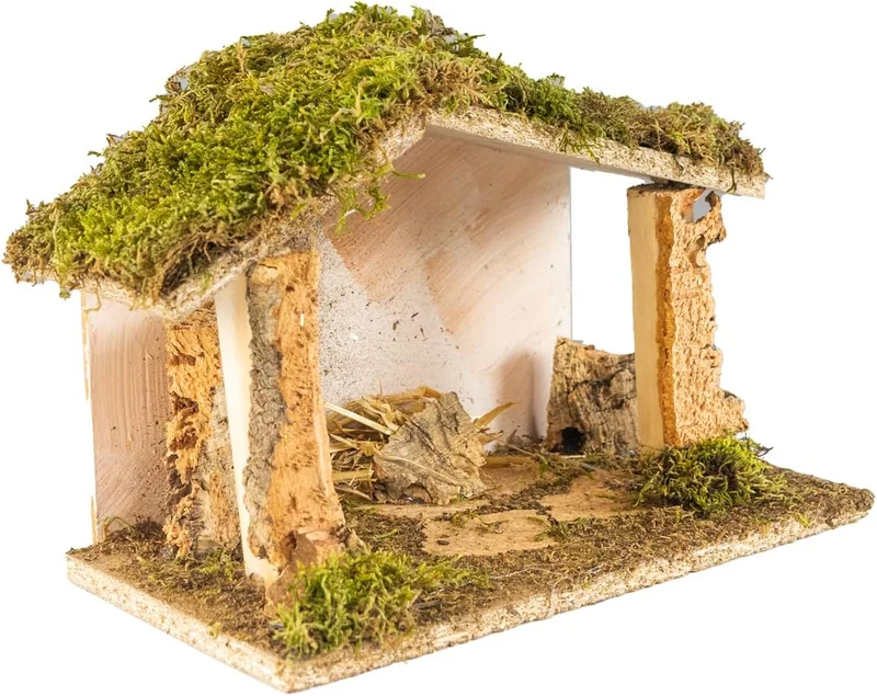 Leere Hütte für Krippe 30 x 15 x 19 cm (11,81 x 5,90 x 7,48 Zoll), Struktur hergestellt und von Hand