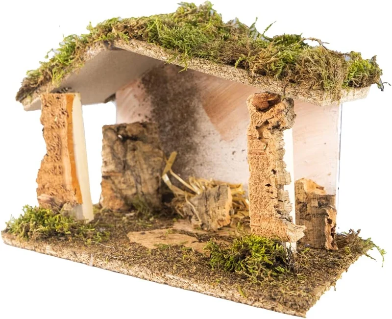 Leere Hütte für Krippe 30 x 15 x 19 cm (11,81 x 5,90 x 7,48 Zoll), Struktur hergestellt und von Hand
