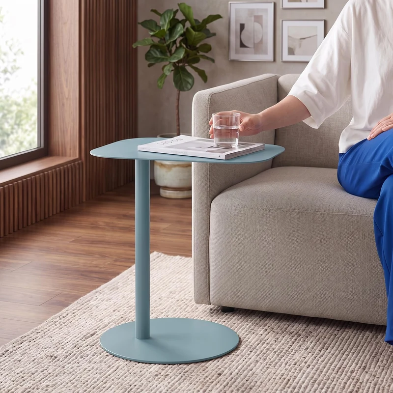 [en.casa] Beistelltisch Nastätten Gartentisch Couchtisch mit Metallgestell Sofatisch modernes Design