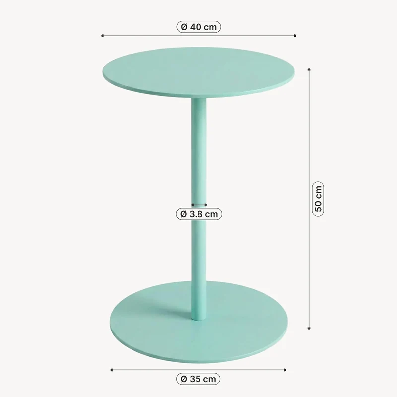 [en.casa] Beistelltisch Nastätten Gartentisch Couchtisch mit Metallgestell rund Sofatisch modernes D