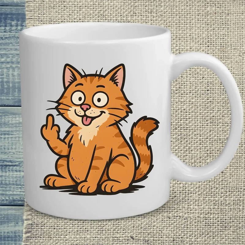 Lustige Katze zeigt Stinkefinger - Tasse