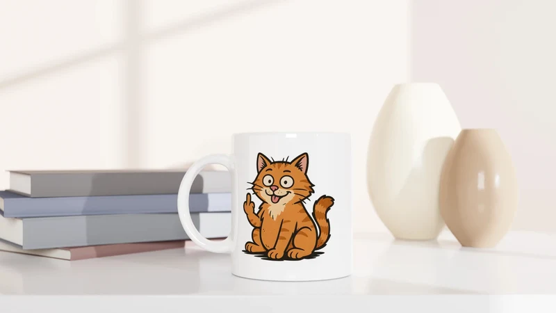 Lustige Katze zeigt Stinkefinger - Tasse