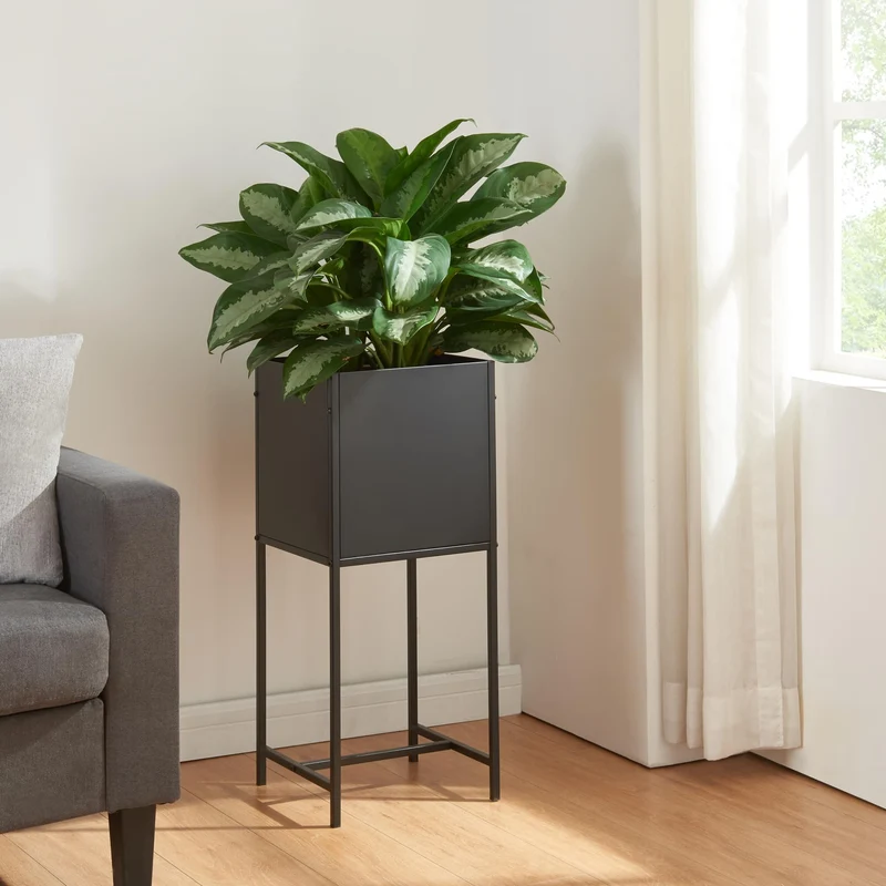 [en.casa] Blumenständer Porsgrunn Pflanzenständer mit Blumenkasten 70 x 30 x 30 cm Metall Schwarz Bl