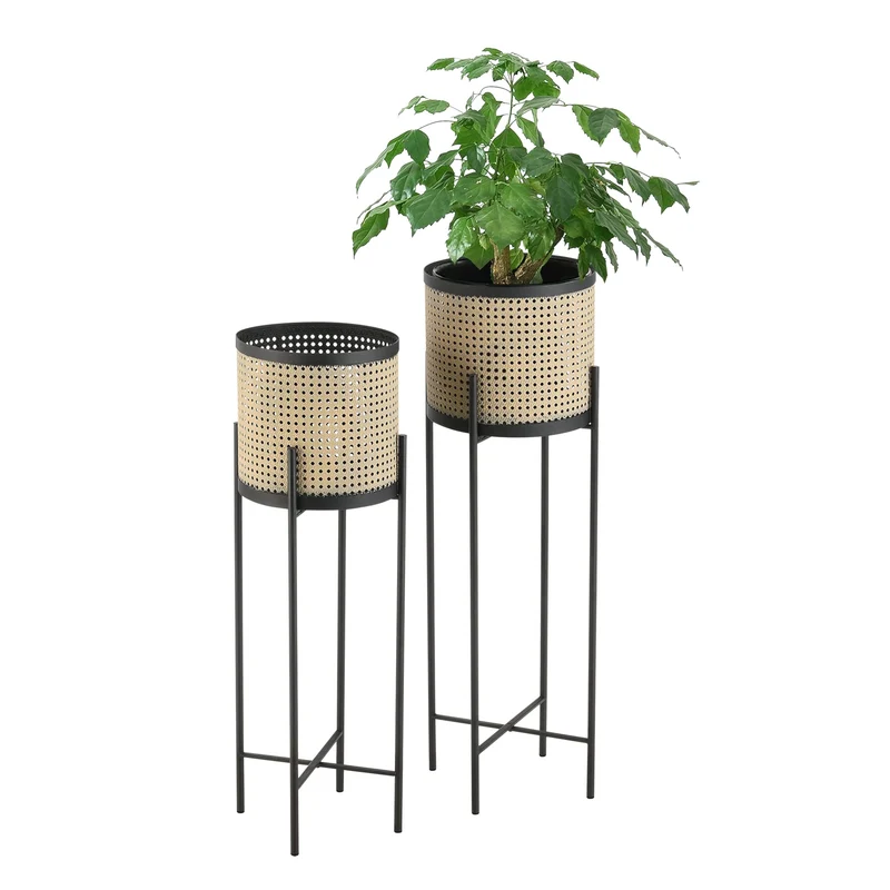 [en.casa] Pflanzständer Colfontaine 2er Set Blumenständer-Set Pflanztopfhalter in 2 Grössen Metall S
