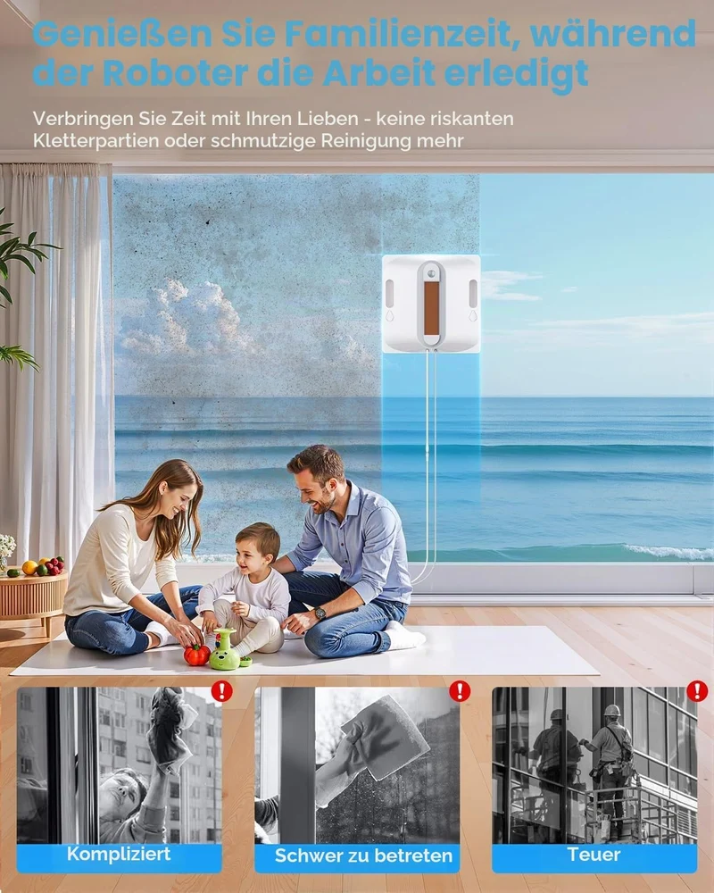 Lubluelu Auto Window Cleaning Robot, Upgraded 4 Water Spray & 8-Layer Safety Protection System,Sucti