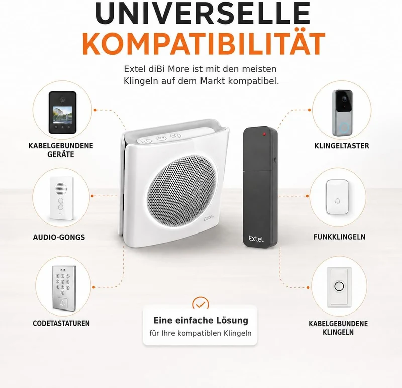 Extel diBi More Funk-Klingelerweiterung, Universal-Funkgong & Klingelverstärker, 200 m Reichweite, k