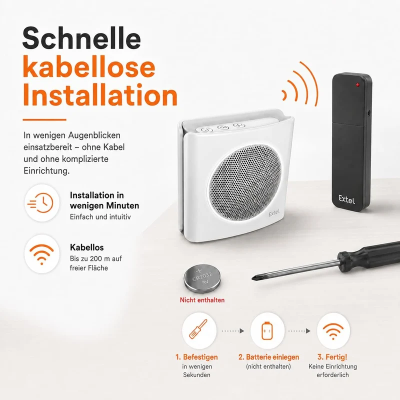 Extel diBi More Funk-Klingelerweiterung, Universal-Funkgong & Klingelverstärker, 200 m Reichweite, k