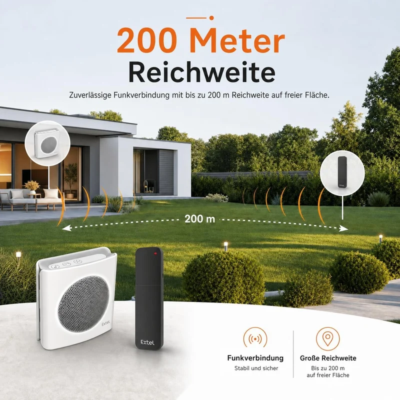 Extel diBi More Funk-Klingelerweiterung, Universal-Funkgong & Klingelverstärker, 200 m Reichweite, k