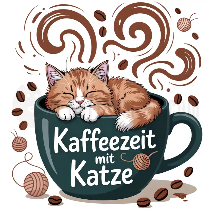 Kaffeezeit mit Katze - Tasse