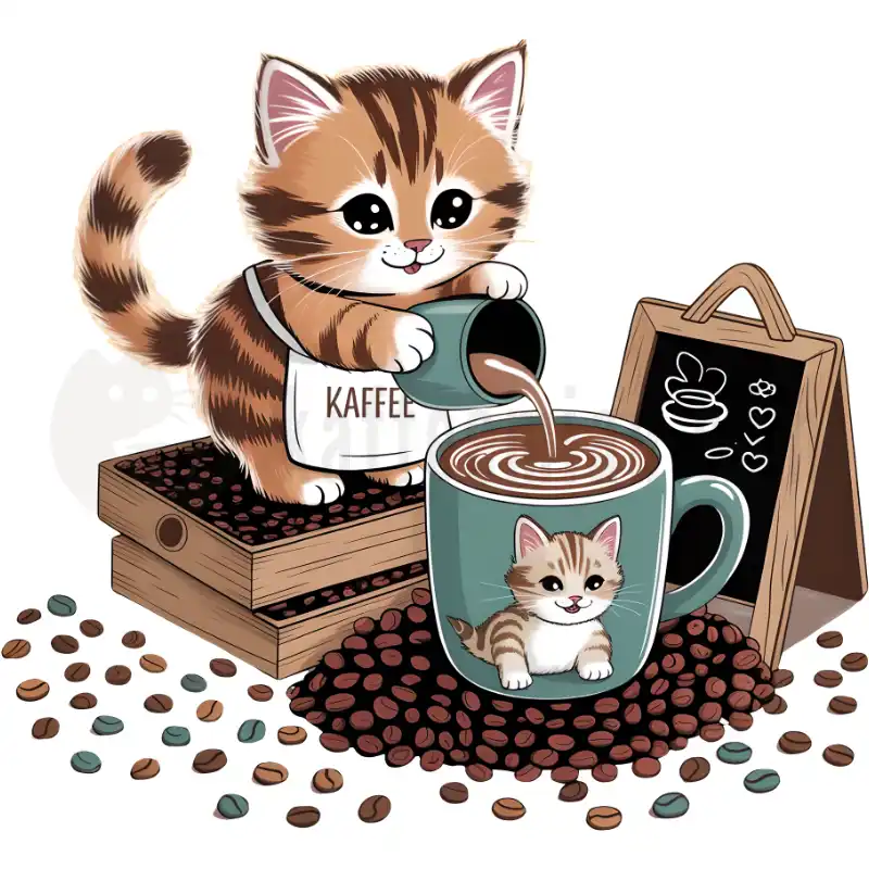 Katze schenkt Kaffee aus - Tasse