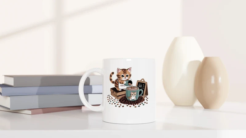 Katze schenkt Kaffee aus - Tasse