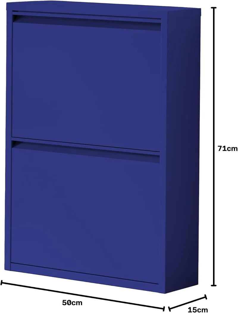 [en.casa] Schuhschrank Sokndal Schuhkipper mit 2 Klappen Metall Schuhkommode für 4 Paar Schuhe 71 x